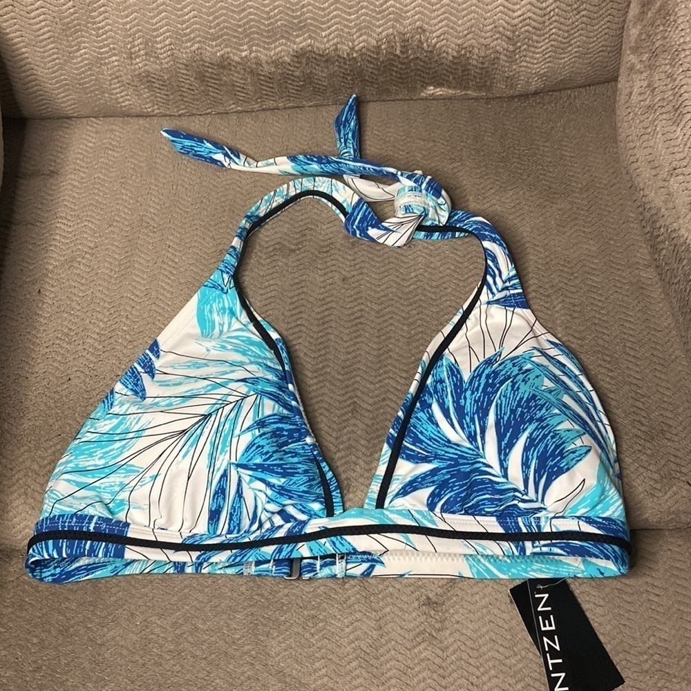 NWT Jantzen Triangle Bikini Top Blue White 14